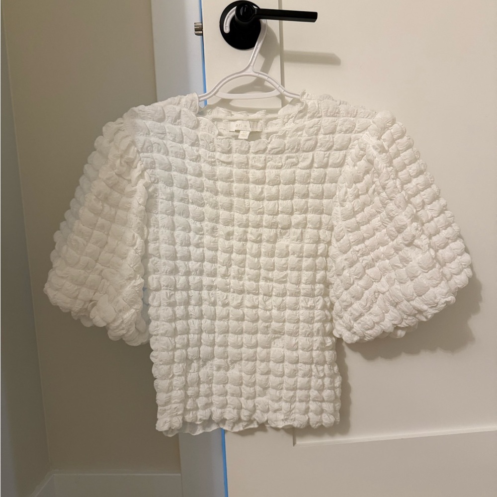 Anthropologie White Bubble Top